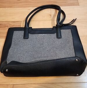 Calvin Klein Saffiano Black and Gray Women's Tote Bag